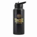 32 oz Stainless Steel Water Bottle with Gold Etched Classic Crew Team Design, Tennessee Titans