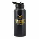 32 oz Stainless Steel Water Bottle with Gold Etched Classic Crew Team Design, Tennessee Titans