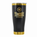 24 oz Stainless Steel Tumbler with Gold Accents & Etched Classic Crew Team Design, Tennessee Titans