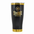 24 oz Stainless Steel Tumbler with Gold Accents & Etched Classic Crew Team Design, Tennessee Titans