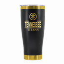 24 oz Stainless Steel Tumbler with Gold Accents & Etched Classic Crew Team Design, Tennessee Titans