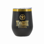 12 oz Stainless Steel Wine Tumbler with Gold Etched Classic Crew Team Design, Tennessee Titans