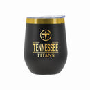 12 oz Stainless Steel Wine Tumbler with Gold Etched Classic Crew Team Design, Tennessee Titans