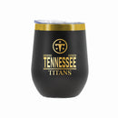 12 oz Stainless Steel Wine Tumbler with Gold Etched Classic Crew Team Design, Tennessee Titans