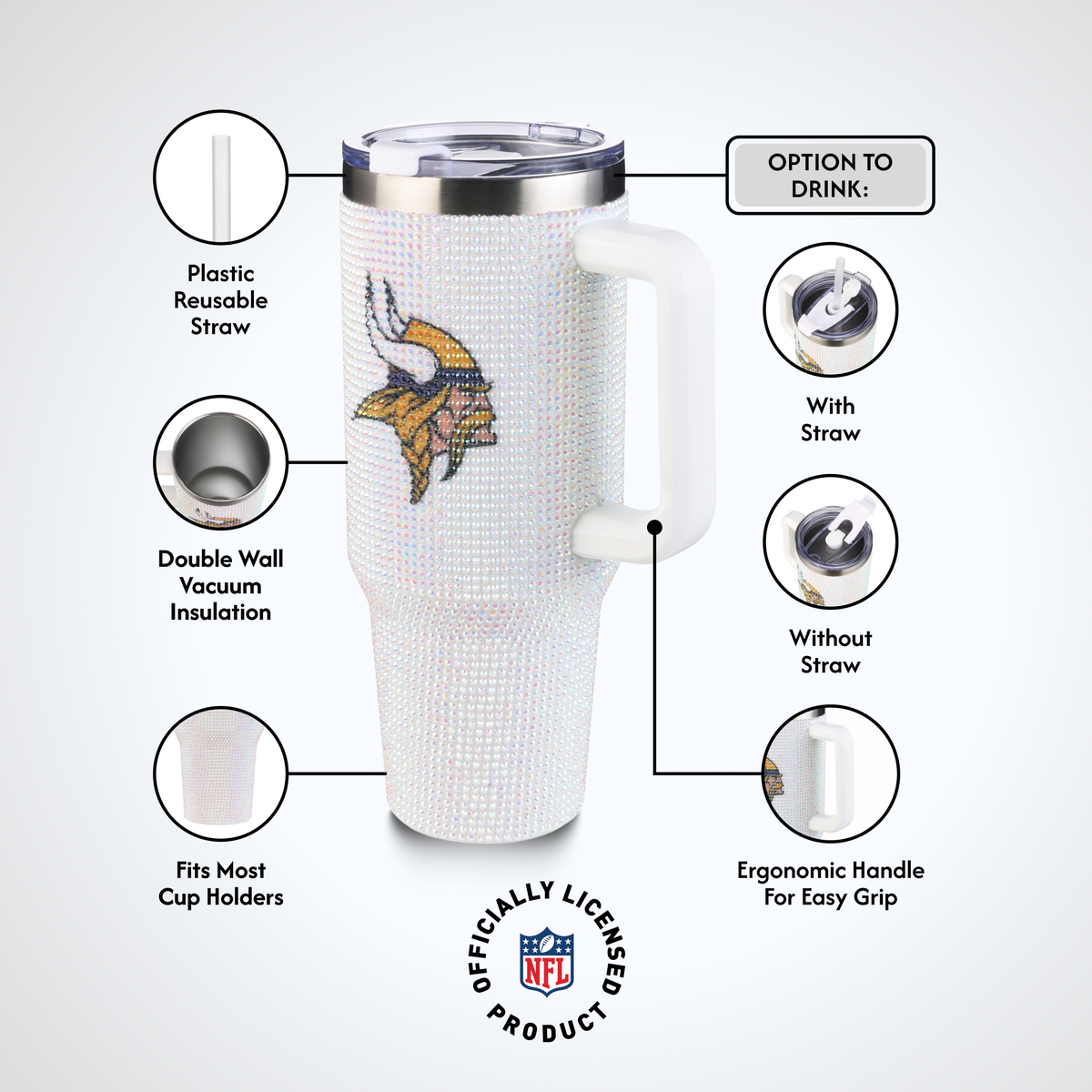 40oz Bling Collosal Tumbler | Minnesota Vikings