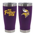 20oz Purple Stainless Steel Tumbler, Direct Print, Best Dad Ever Design, Minnesota Vikings