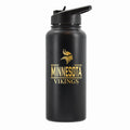 32 oz Stainless Steel Water Bottle with Gold Etched Classic Crew Team Design, Minnesota Vikings
