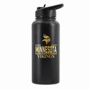 32 oz Stainless Steel Water Bottle with Gold Etched Classic Crew Team Design, Minnesota Vikings