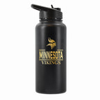32 oz Stainless Steel Water Bottle with Gold Etched Classic Crew Team Design, Minnesota Vikings