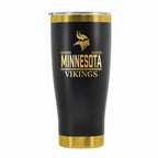 24 oz Stainless Steel Tumbler with Gold Accents & Etched Classic Crew Team Design, Minnesota Vikings