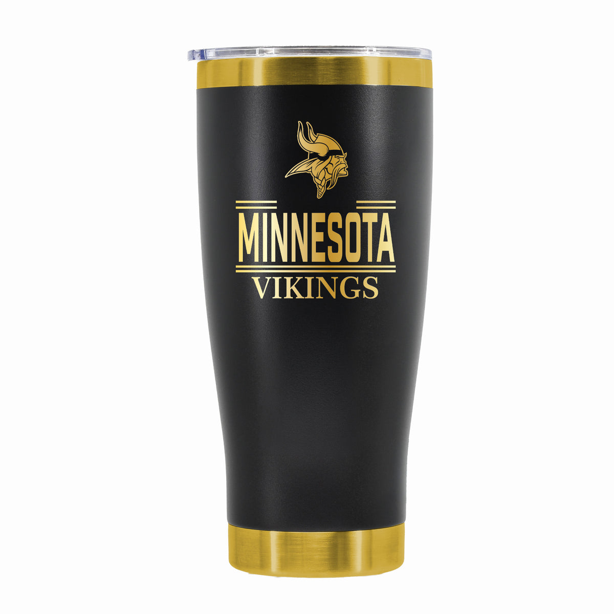24 oz Stainless Steel Tumbler with Gold Accents & Etched Classic Crew Team Design, Minnesota Vikings