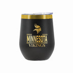 12 oz Stainless Steel Wine Tumbler with Gold Etched Classic Crew Team Design, Minnesota Vikings