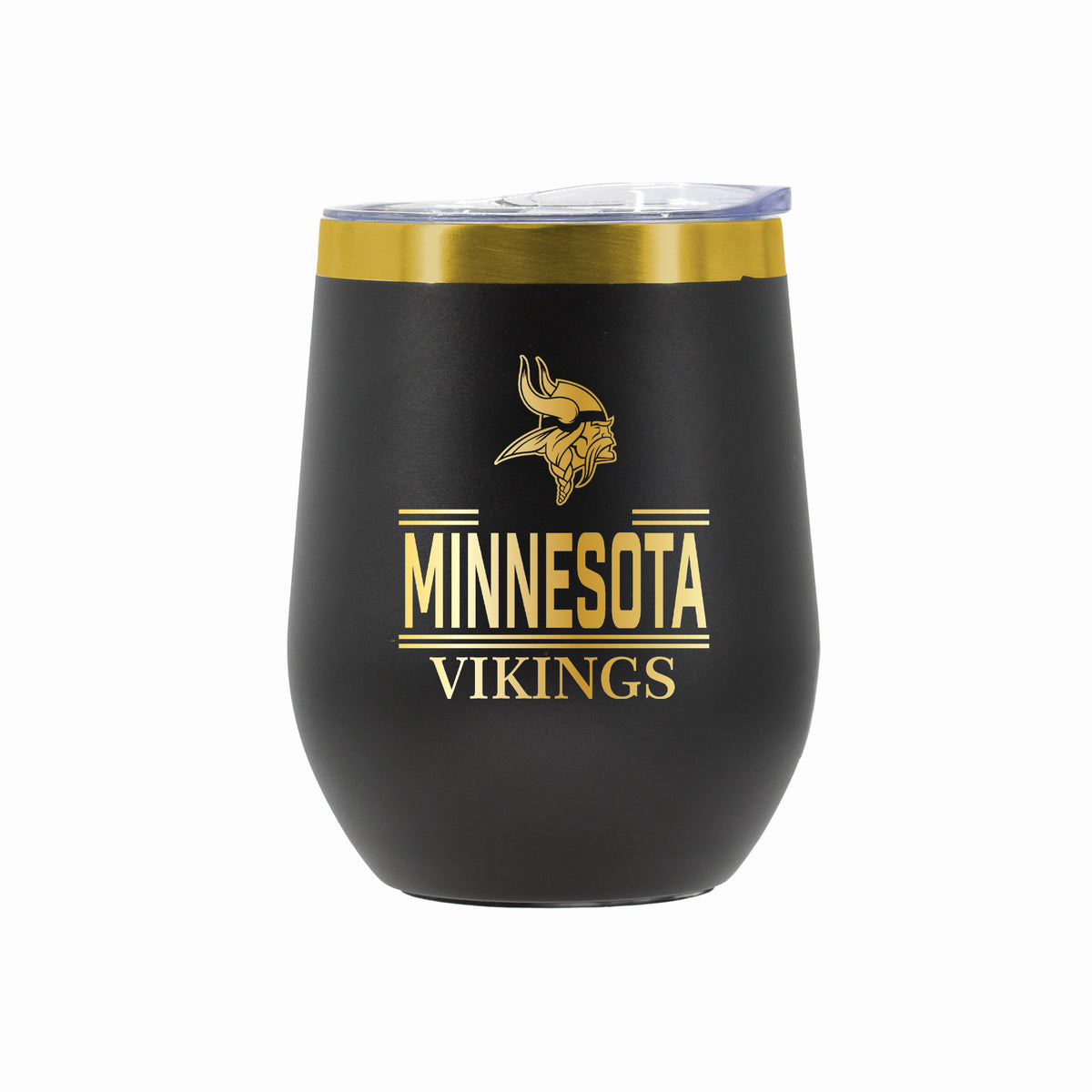 12 oz Stainless Steel Wine Tumbler with Gold Etched Classic Crew Team Design, Minnesota Vikings