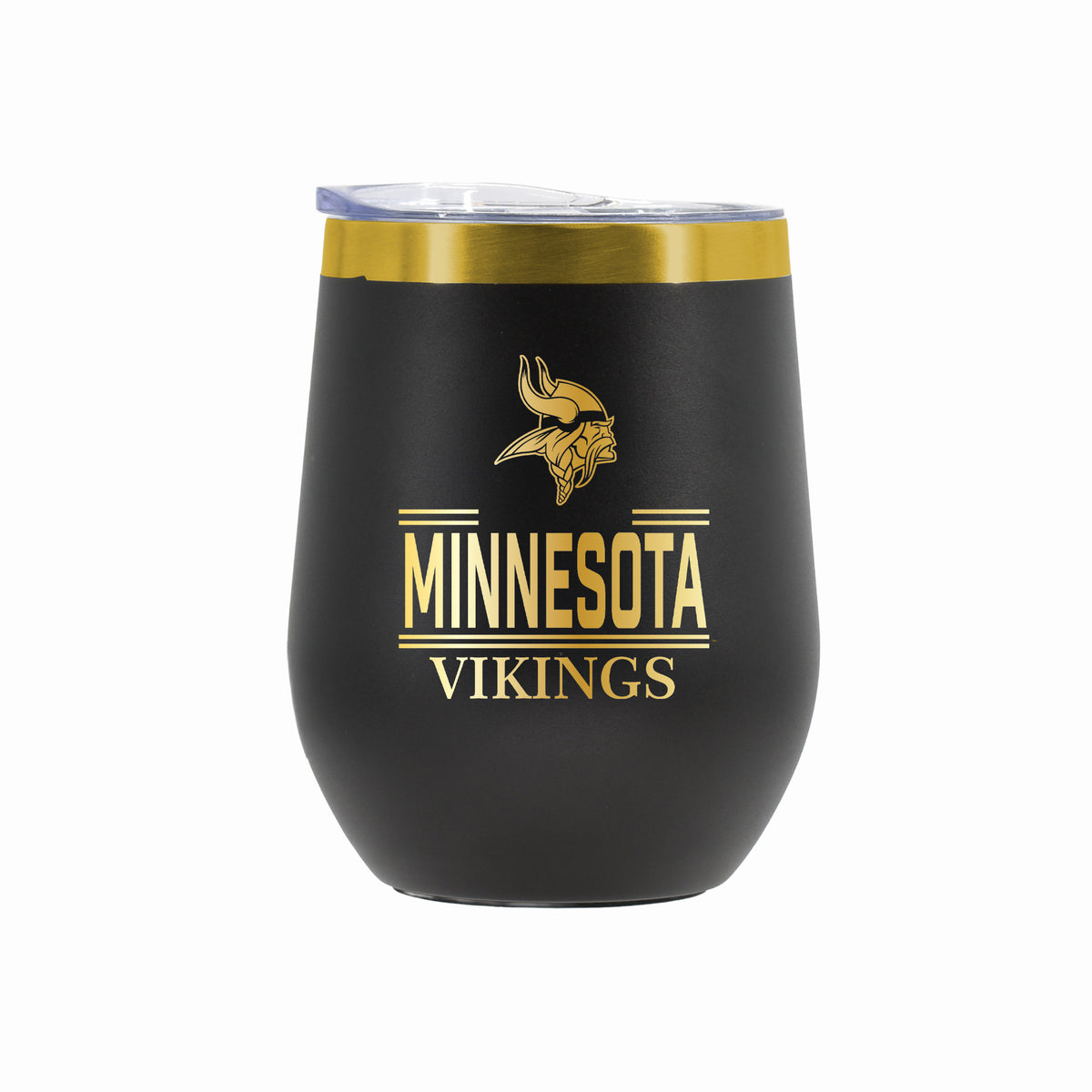 12 oz Stainless Steel Wine Tumbler with Gold Etched Classic Crew Team Design, Minnesota Vikings