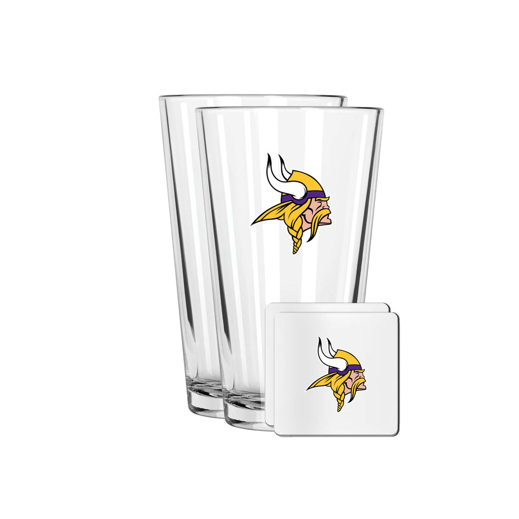 2 Pack Pint and Coasters Set | Minnesota Vikings