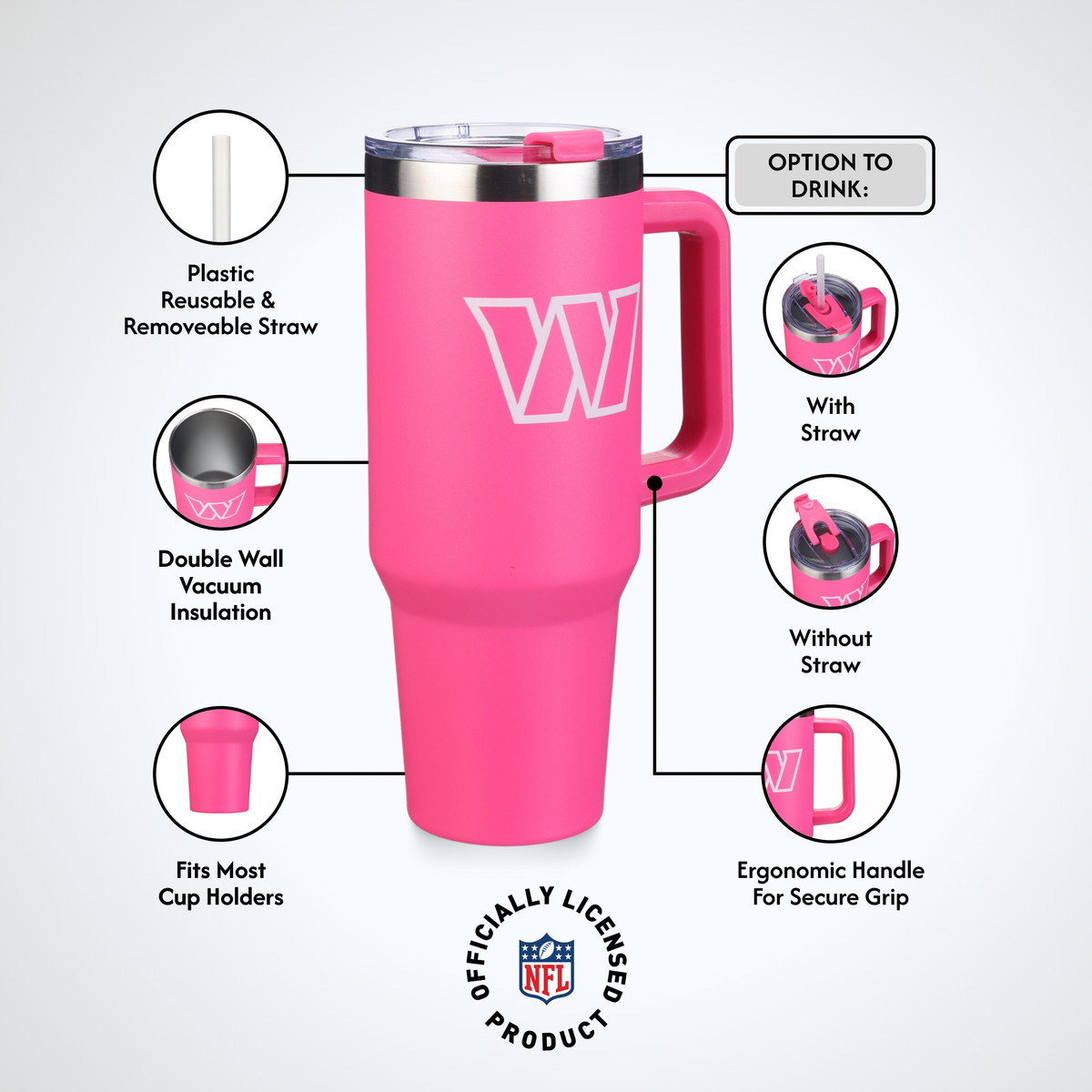 40oz Pink Game Day Tumbler I | Washington Commanders