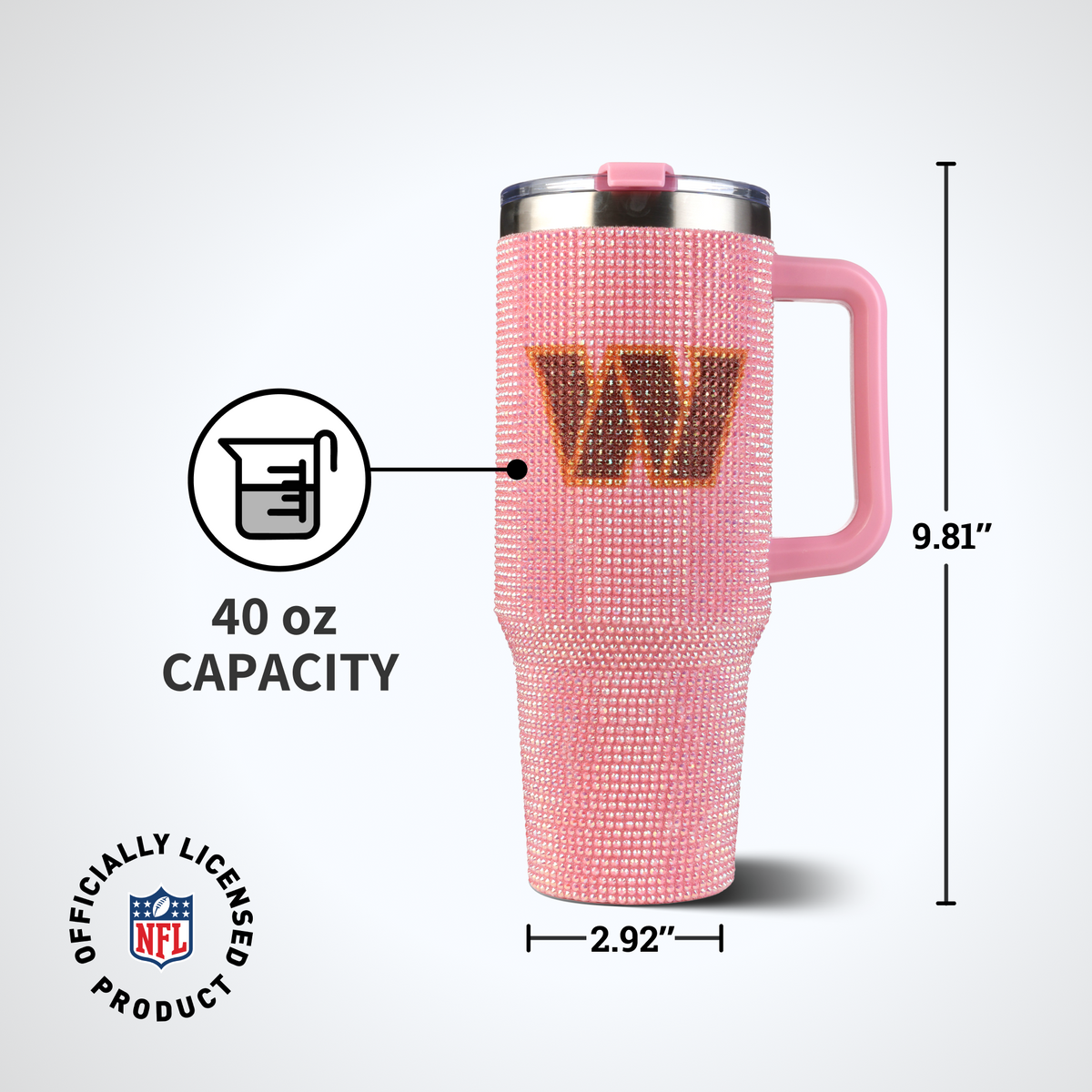 40oz Pink Bling Game Day Tumbler I | Washington Commanders