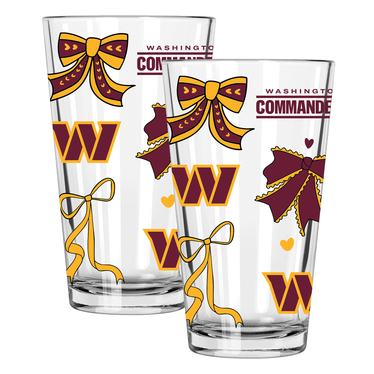  Commanders 2pk 16oz Bow Pint Glass 
