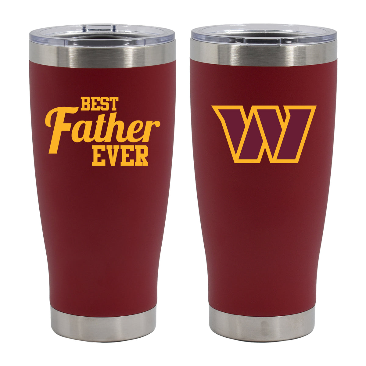 20oz Maroon Stainless Steel Tumbler, Direct Print, Best Father Ever Design, Washington Commanders