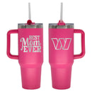 40oz Pink Stainless Steel Colossal Tumbler, Etched, Best Mom Ever Design, Washington Commanders