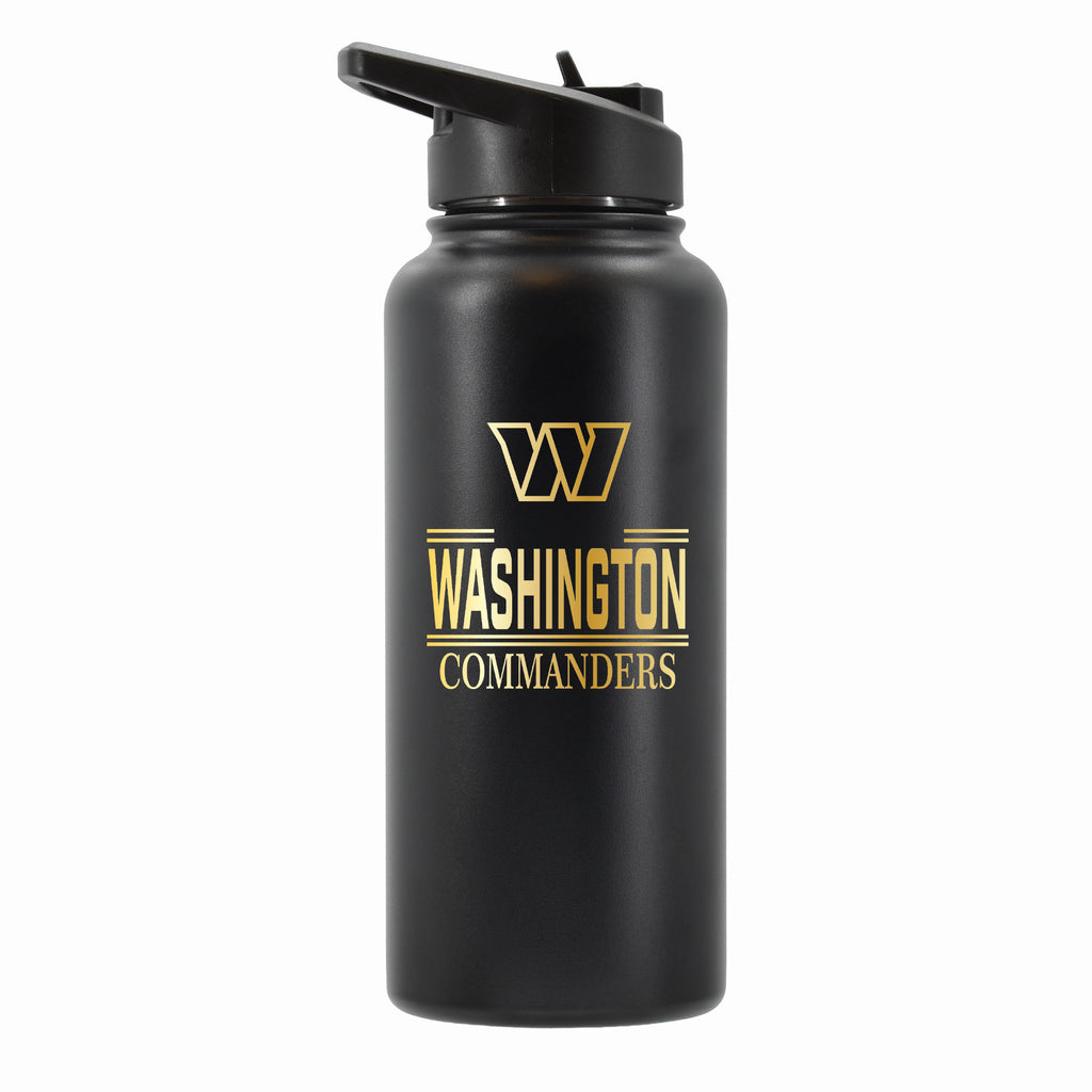 32 oz Stainless Steel Water Bottle with Gold Etched Classic Crew Team Design, Washington Commanders