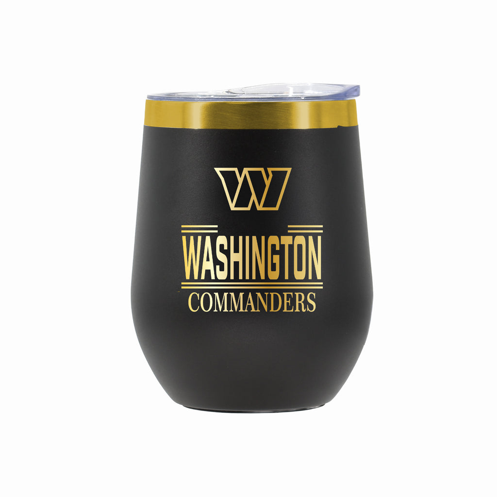 12 oz Stainless Steel Wine Tumbler with Gold Etched Classic Crew Team Design, Washington Commanders