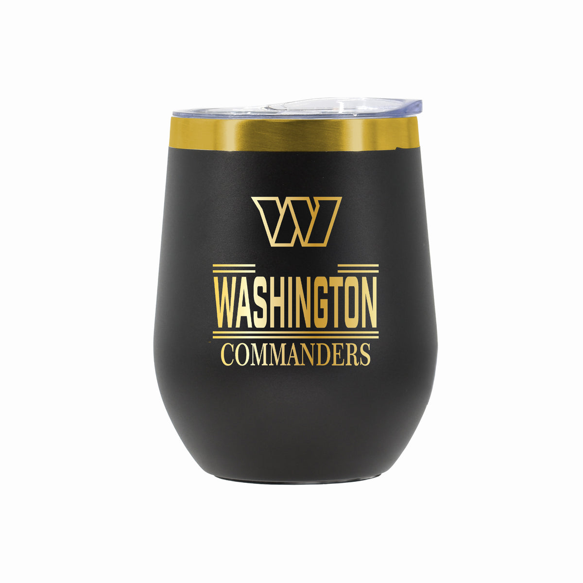 12 oz Stainless Steel Wine Tumbler with Gold Etched Classic Crew Team Design, Washington Commanders