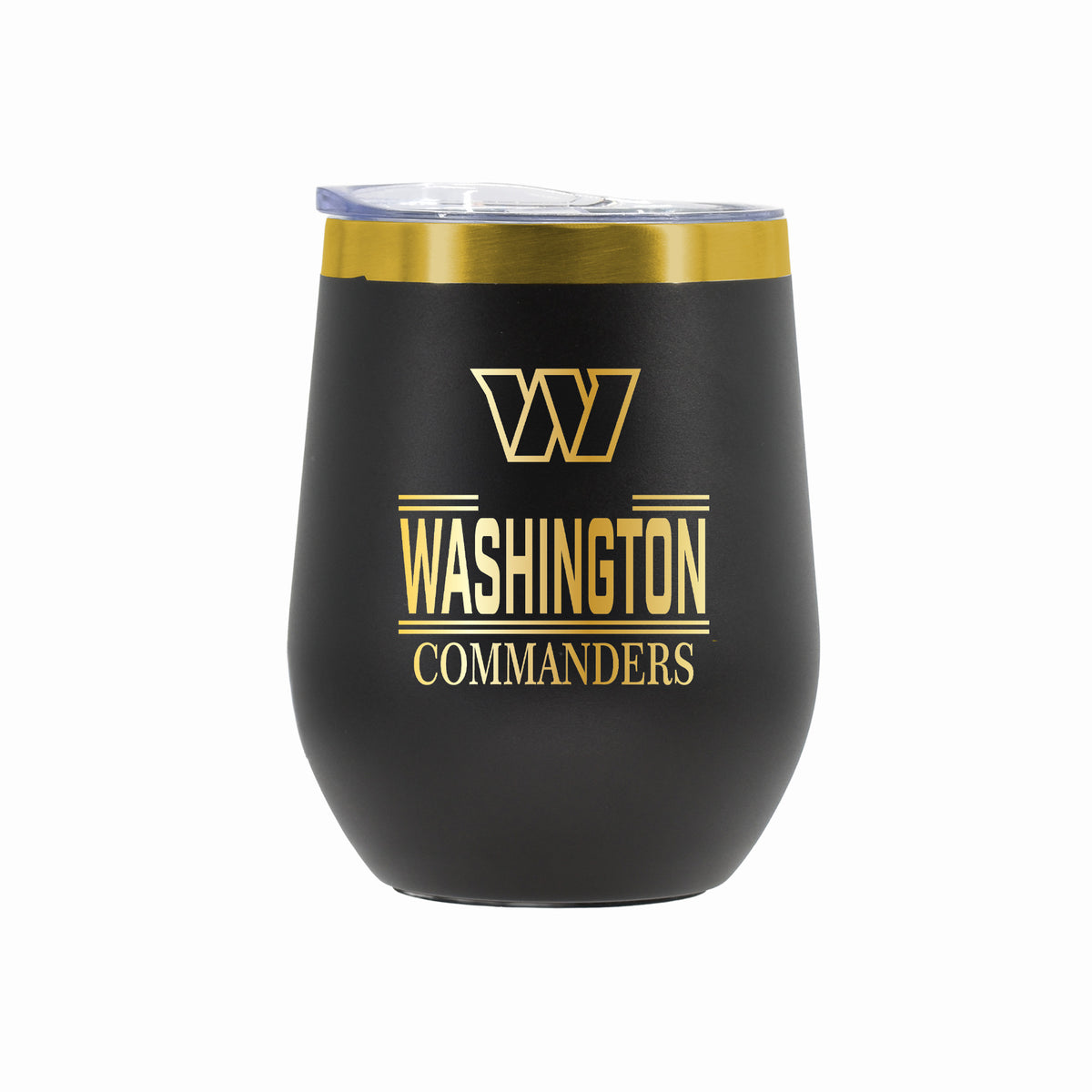 12 oz Stainless Steel Wine Tumbler with Gold Etched Classic Crew Team Design, Washington Commanders