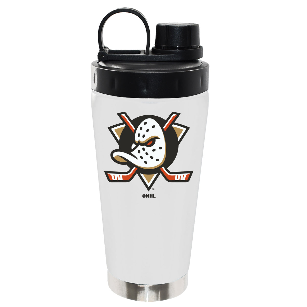22oz White Stainless Steel Beverage Blender Bottle, Direct Print, Anaheim Ducks