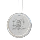 3.25in Round Glass Ornament, Etched, Anaheim Ducks
