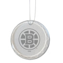 3.25in Round Glass Ornament, Etched, Boston Bruins