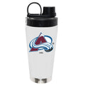 22oz White Stainless Steel Beverage Blender Bottle, Direct Print, Colorado Avalanche
