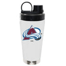 22oz White Stainless Steel Beverage Blender Bottle, Direct Print, Colorado Avalanche