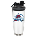 24oz White Stainless Steel Beverage Shaker Bottle, Direct Print, Colorado Avalanche