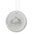 3.25in Round Glass Ornament, Etched, Colorado Avalanche