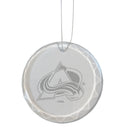 3.25in Round Glass Ornament, Etched, Colorado Avalanche