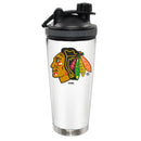 24oz White Stainless Steel Beverage Shaker Bottle, Direct Print, Chicago Blackhawks