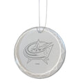 3.25in Round Glass Ornament, Etched, Columbus Blue Jackets
