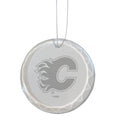 3.25in Round Glass Ornament, Etched, Calgary Flames