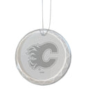 3.25in Round Glass Ornament, Etched, Calgary Flames