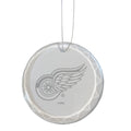 3.25in Round Glass Ornament, Etched, Detroit Red Wings