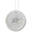 3.25in Round Glass Ornament, Etched, Dallas Stars