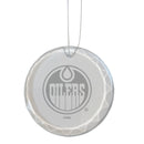 3.25in Round Glass Ornament, Etched, Edmonton Oilers