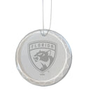 3.25in Round Glass Ornament, Etched, Florida Panthers