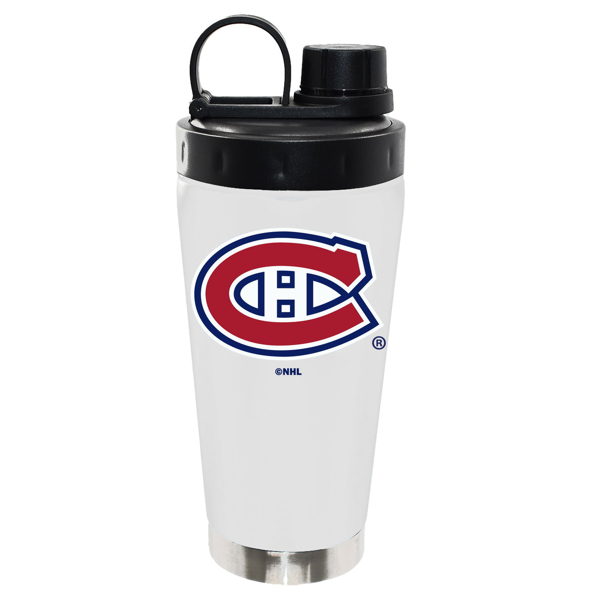 22oz White Stainless Steel Beverage Blender Bottle, Direct Print, Montreal Canadiens