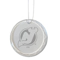 3.25in Round Glass Ornament, Etched, New Jersey Devils