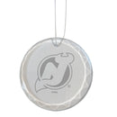 3.25in Round Glass Ornament, Etched, New Jersey Devils
