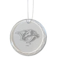 3.25in Round Glass Ornament, Etched, Nashville Predators