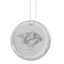 3.25in Round Glass Ornament, Etched, Nashville Predators