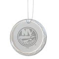 3.25in Round Glass Ornament, Etched, New York Islanders